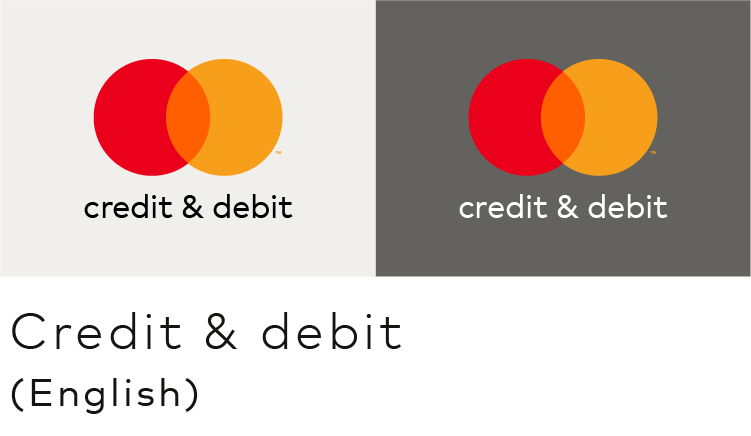 Image of the Mastercard credit & debit mark in English Image of the vertical Mastercard full color version