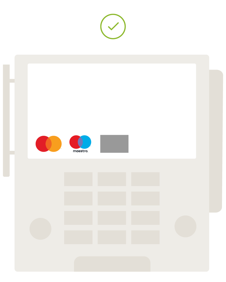 Image of compliant credential load Image of compliant merchant payment terminal